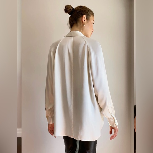 New Aritzia Wilfred Boyfriend Button-up Satin Shirt Relaxed Business Casual XS - Picture 4 of 9